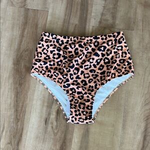 One Loved Babe Leopard Print High Waisted Bikini Bottoms